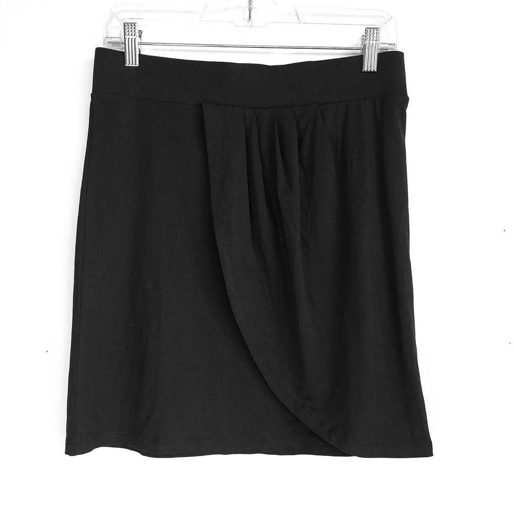 Toad&Co Adella Skirt Black Small Eco Organic Cotton Draped Wrap Mini Casual Chic
